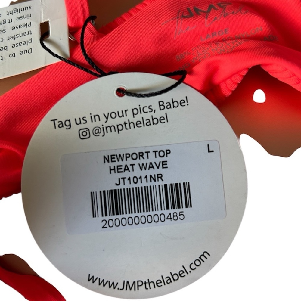 NWT JMP The Label Newport Bikini Top Heat Wave Neon Orange Size L - Picture 5 of 6